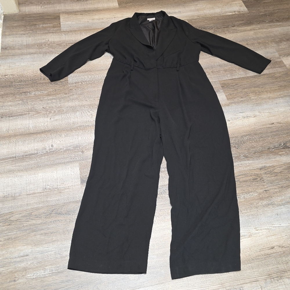 H&M Black Blazer Jumpsuit Long Sleeve Pants Size XL